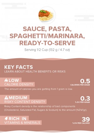 Sauce, pasta, spaghetti/marinara, ready-to-serve