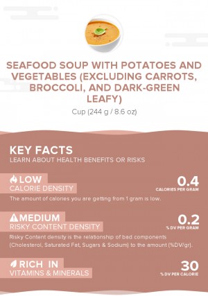 Seafood soup with potatoes and vegetables (excluding carrots, broccoli, and dark-green leafy)