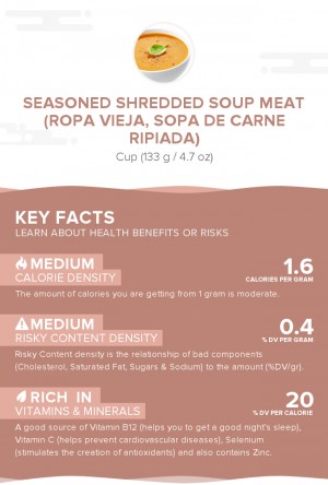 Seasoned shredded soup meat (Ropa vieja, sopa de carne ripiada)