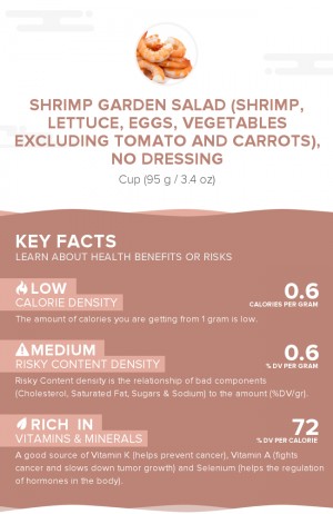 Shrimp garden salad (shrimp, lettuce, eggs, vegetables excluding tomato and carrots), no dressing