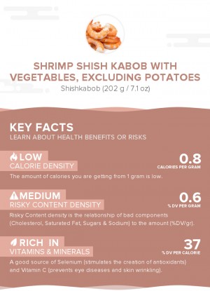 Shrimp shish kabob with vegetables, excluding potatoes