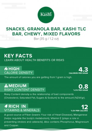 Snacks, granola bar, KASHI TLC Bar, chewy, mixed flavors