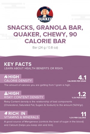 Snacks, granola bar, QUAKER, chewy, 90 Calorie Bar