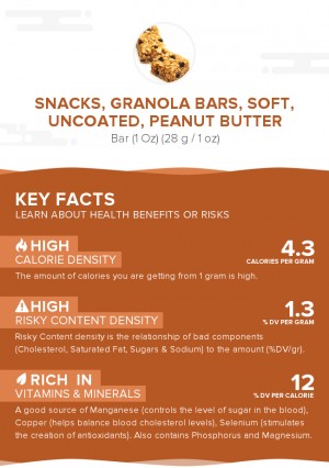 Snacks, granola bars, soft, uncoated, peanut butter