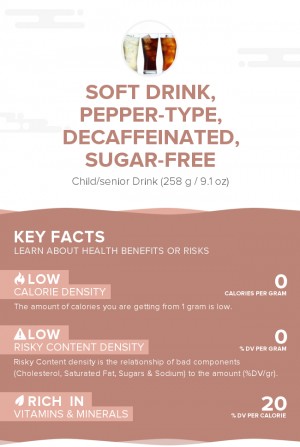 Soft drink, pepper-type, decaffeinated, sugar-free