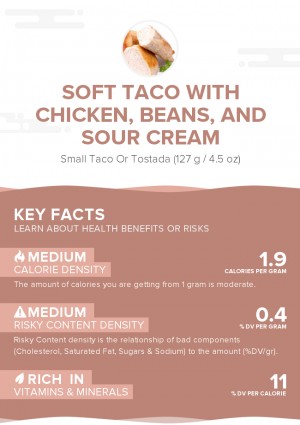 Soft taco with chicken, beans, and sour cream