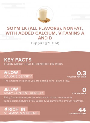 Soymilk (all flavors), nonfat, with added calcium, vitamins A and D