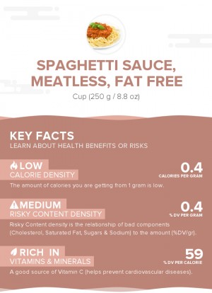 Spaghetti sauce, meatless, fat free