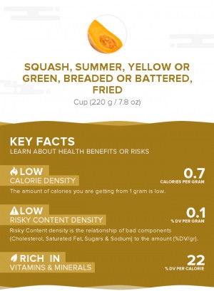 Squash, summer, yellow or green, breaded or battered, fried