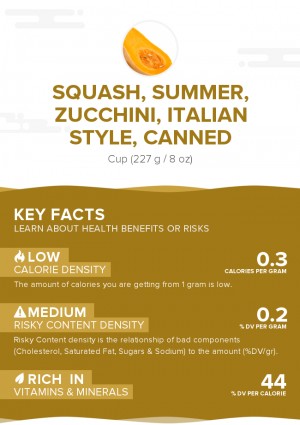 Squash, summer, zucchini, italian style, canned