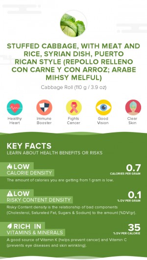 Stuffed cabbage, with meat and rice, Syrian dish, Puerto Rican style (Repollo relleno con carne y con arroz; Arabe Mihsy Melful)