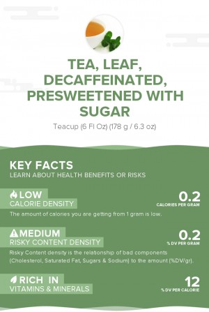 Tea, leaf, decaffeinated, presweetened with sugar