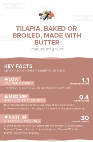 Tilapia, baked or broiled, made with butter