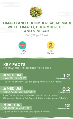 Tomato and cucumber salad made with tomato, cucumber, oil, and vinegar