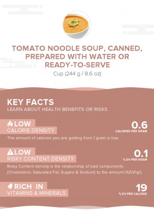 Tomato noodle soup, canned, prepared with water or ready-to-serve