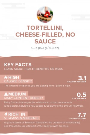 Tortellini, cheese-filled, no sauce