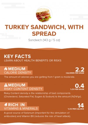 Turkey sandwich, with spread