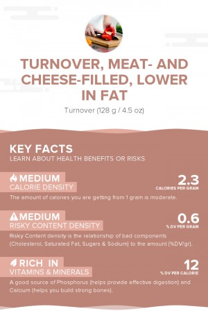 Turnover, meat- and cheese-filled, lower in fat