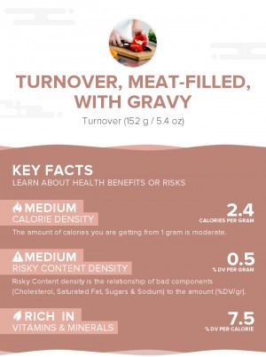 Turnover, meat-filled, with gravy