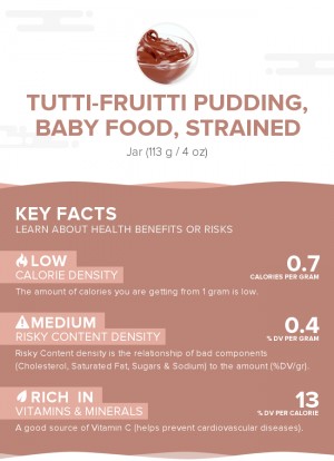 Tutti-fruitti pudding, baby food, strained