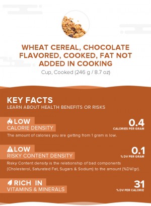Wheat cereal, chocolate flavored, cooked, fat not added in cooking