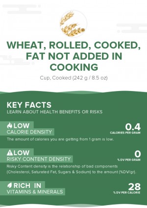 Wheat, rolled, cooked, fat not added in cooking