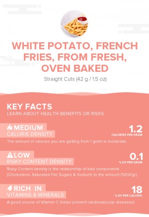 White potato, french fries, from fresh, oven baked