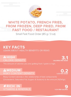 White potato, french fries, from frozen, deep fried, from fast food / restaurant