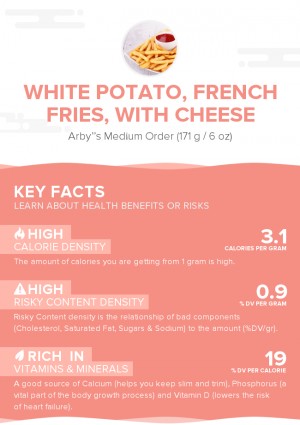 White potato, french fries, with cheese