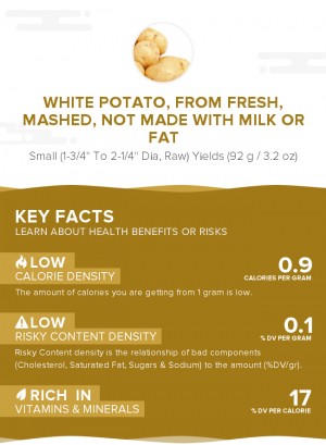 White potato, from fresh, mashed, not made with milk or fat