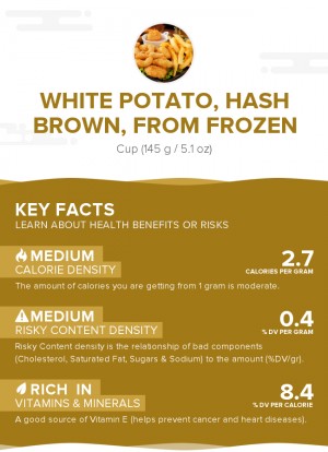 White potato, hash brown, from frozen