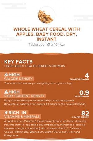 Whole wheat cereal with apples, baby food, dry, instant