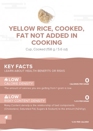Yellow rice, cooked, fat not added in cooking