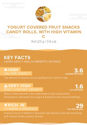 Yogurt covered fruit snacks candy rolls, with high vitamin C