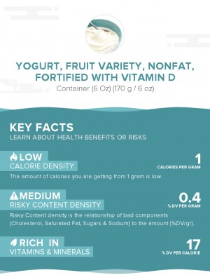 Yogurt, fruit variety, nonfat, fortified with vitamin D