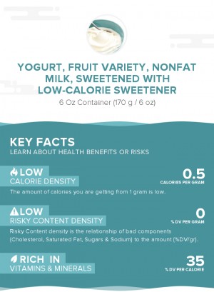 Yogurt, fruit variety, nonfat milk, sweetened with low-calorie sweetener
