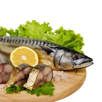 Mackerel, coated, baked or broiled, fat not added in cooking