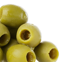 OLIVES, WATER, PIMIENTO, SALT, LACTIC ACID, SODIUM ALGINATE, GUAR GUM, CALCIUM CHLORIDE AND POTASSIUM SORBATE AS PRESERVATIVE.