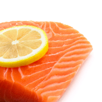 Salmon, coated, baked or broiled, made without fat