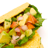 Taco Del Mar, taco, soft, chicken, meat taco includes hard or soft corn shell, meat, cheese, lettuce, salsa; veggie taco contains hard or soft corn shel, rice, beans, cheese lettuce, salsa; fish tacos include hard or soft corn shell, fish, cheese, cabbage, white