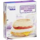 Great Value Canadian Bacon, Egg & Cheese Muffin Sandwiches, 4.75 oz, 4 count