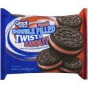 Great Value Double Fudge Filled Twist & Shout Chocolate Sandwich Cookies, 15.25 oz