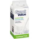 Great Value Lactose And Fat Free Milk, 12gal