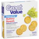 Great Value Reduced Fat Buttery Rounds Baked Crackers, 13.7 oz