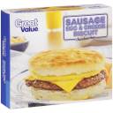 Great Value Sausage, Egg & Cheese Biscuit Sandwiches, 4.8 oz, 4 count