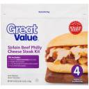 Great Value Sirloin Beef Philly Cheese Steak Sandwich Kit, 44 oz