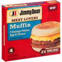 Jimmy Dean Meat Lovers 2 Sausage Patties, Egg & Cheese Muffins, 4 count, 22.8 oz
